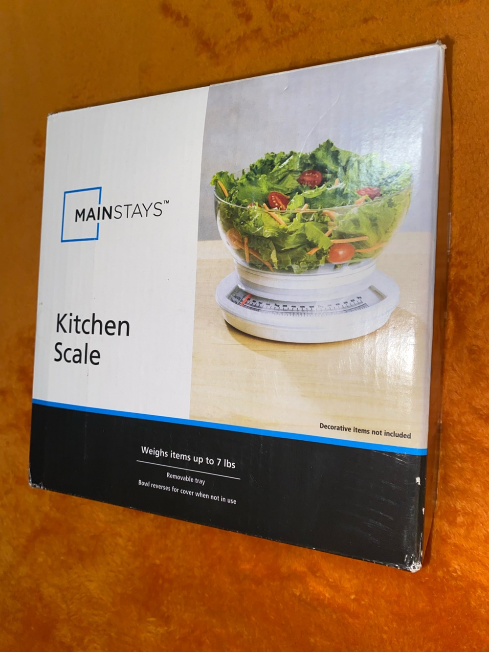 Mainstays White Analog Kitchen Scale with Clear Bowl